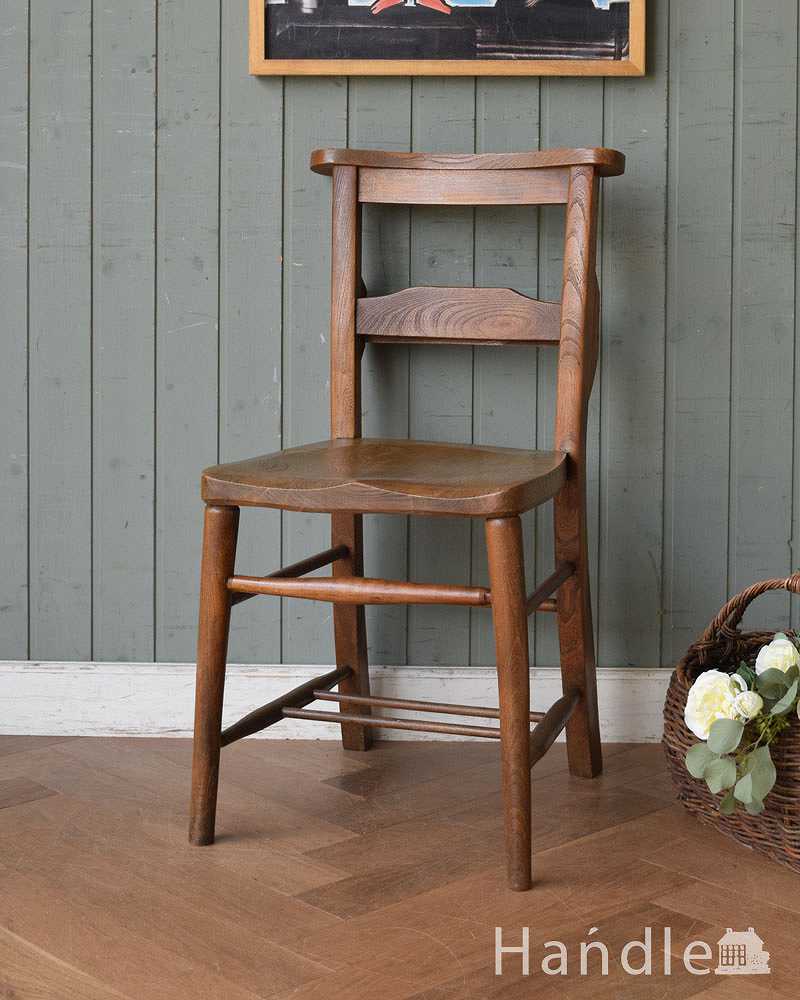 聖書ボックス付きのチャーチチェア、素朴でナチュラルなイギリスアンティークの椅子 (m-420-c)