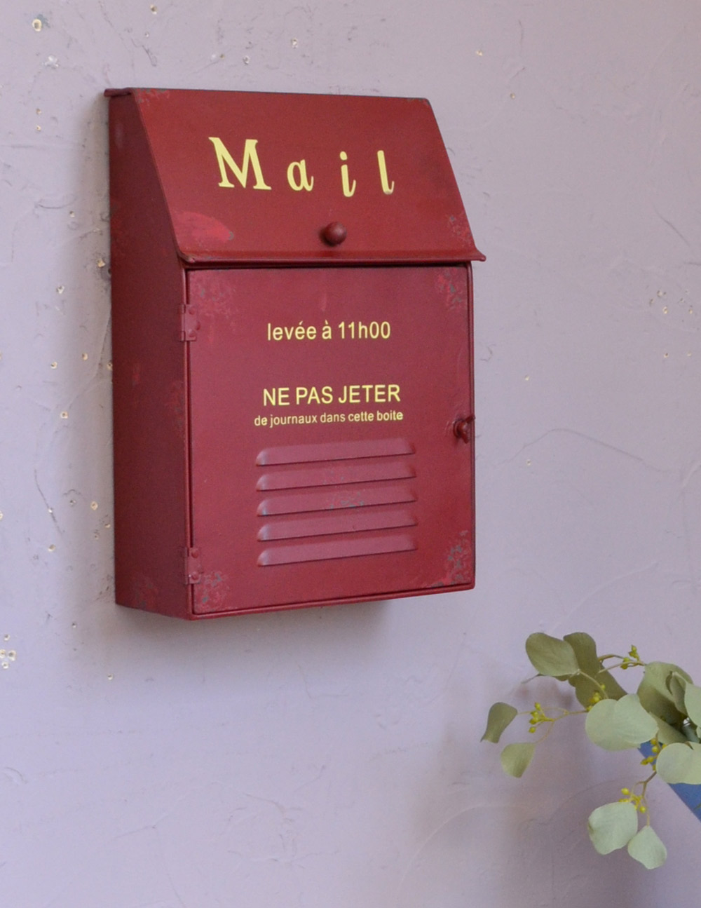 アンティーク風に仕上げた郵便ポスト（レッド） (n12-215)