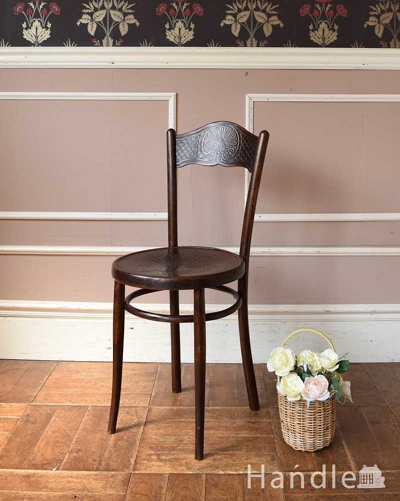 美しい背もたれ模様のベントウッドチェア、英国で見つけたアンティーク椅子 (k-1369-c)