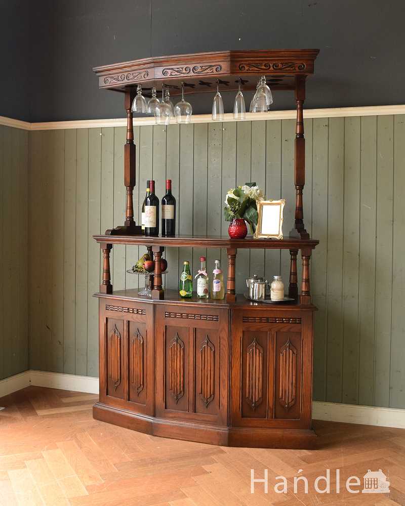 アンティークのバーカウンター、英国で見つけてきた装飾の美しい家具 (q-1193-f)