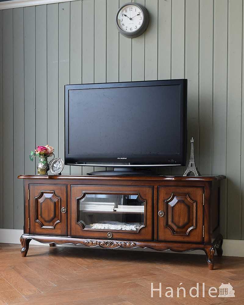 アンティーク風のおしゃれなテレビボード、マホガニー材のテレビ台 (y-266-f)