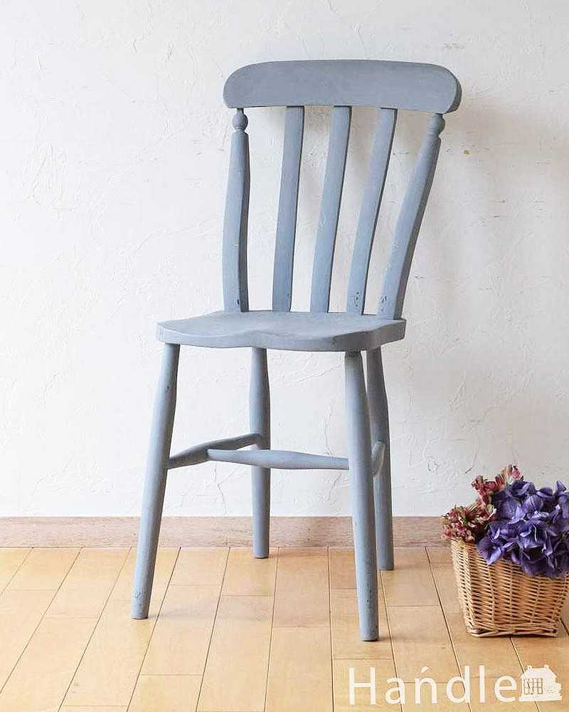 グレーがお洒落なキッチンチェア、可愛いアンティークの椅子 (d-907-c)