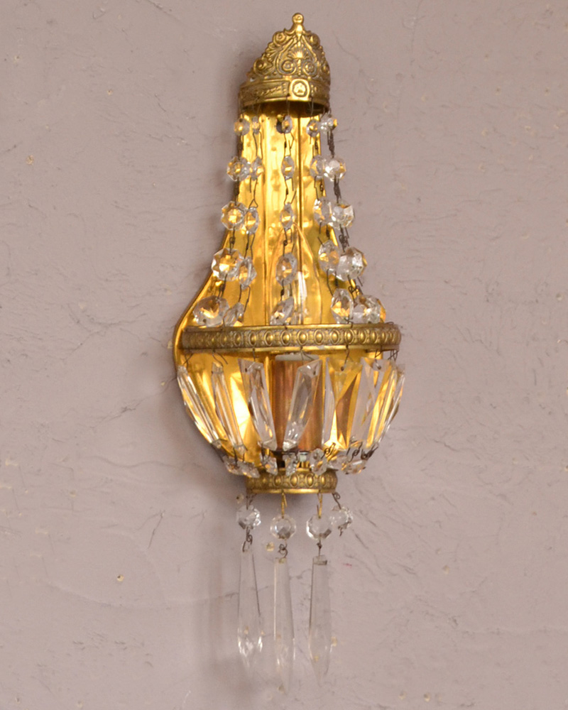 フランスのアンティーク照明、ガラスが輝く壁付けシャンデリア（Ｅ17シャンデリア球付） (d-1433-z)