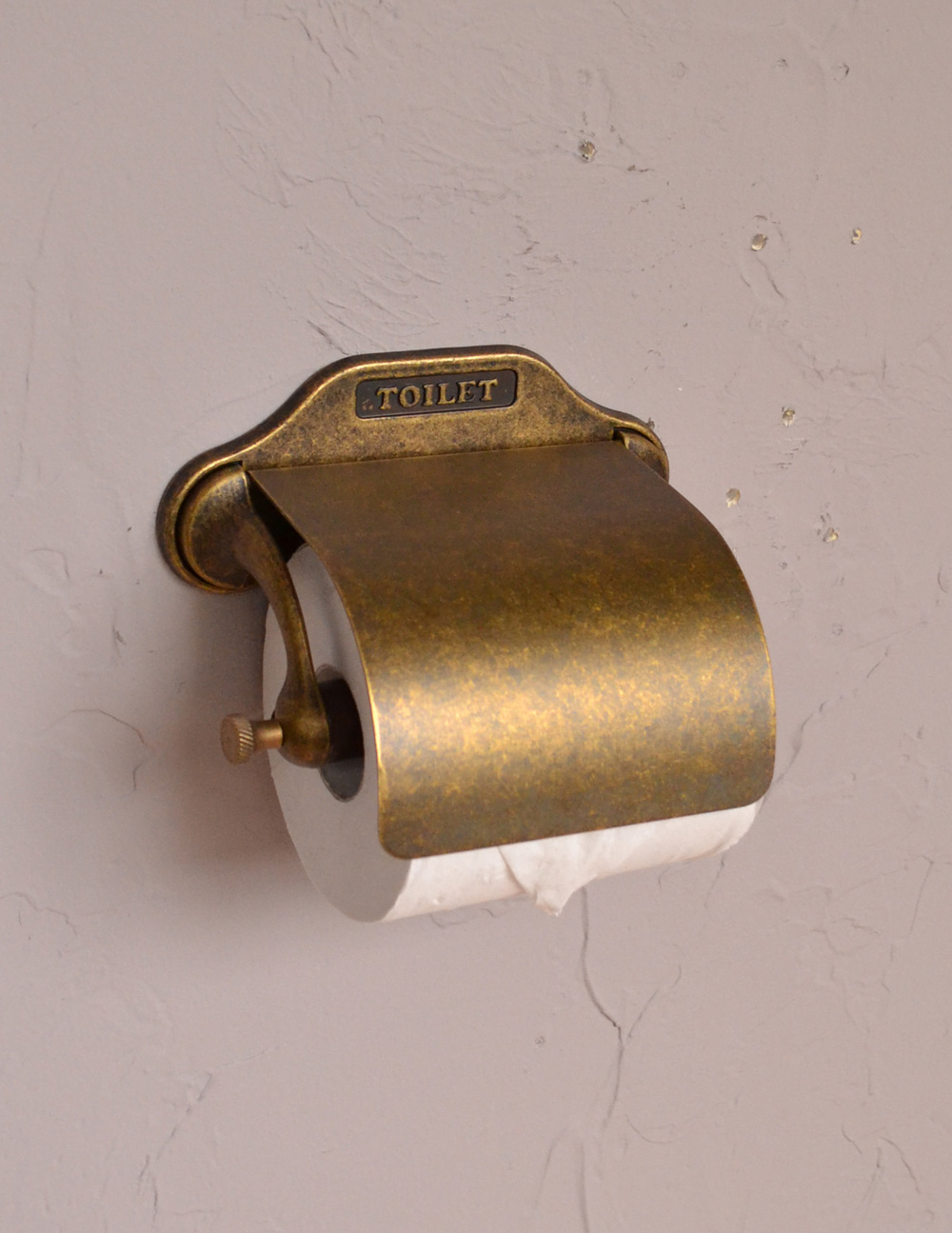 レトロなデザインの真鍮製ペーパーホルダー（アンティーク色・ビス付き） (sa-241)
