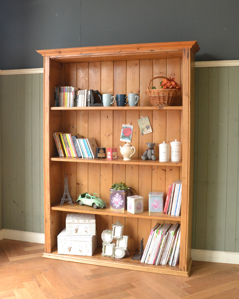 本棚から食器棚まで使えるアンティーク家具、木製のオープンキャビネット(x-880-f)｜アンティーク家具