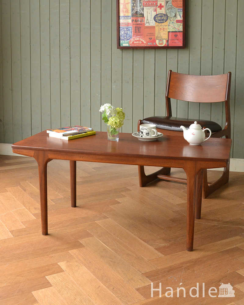 北欧系ヴィンテージのアンティーク家具、シンプルな伸張式のコーヒーテーブル (x-990-f)
