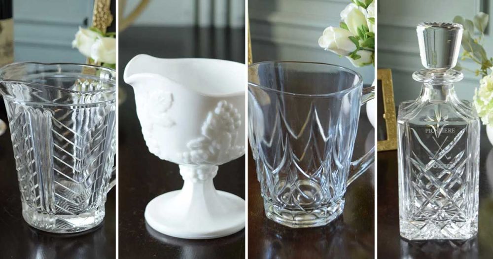 骨董 時代ガラス 乳白練りガラス 陽刻 花 栓付 ボトル カラフェ