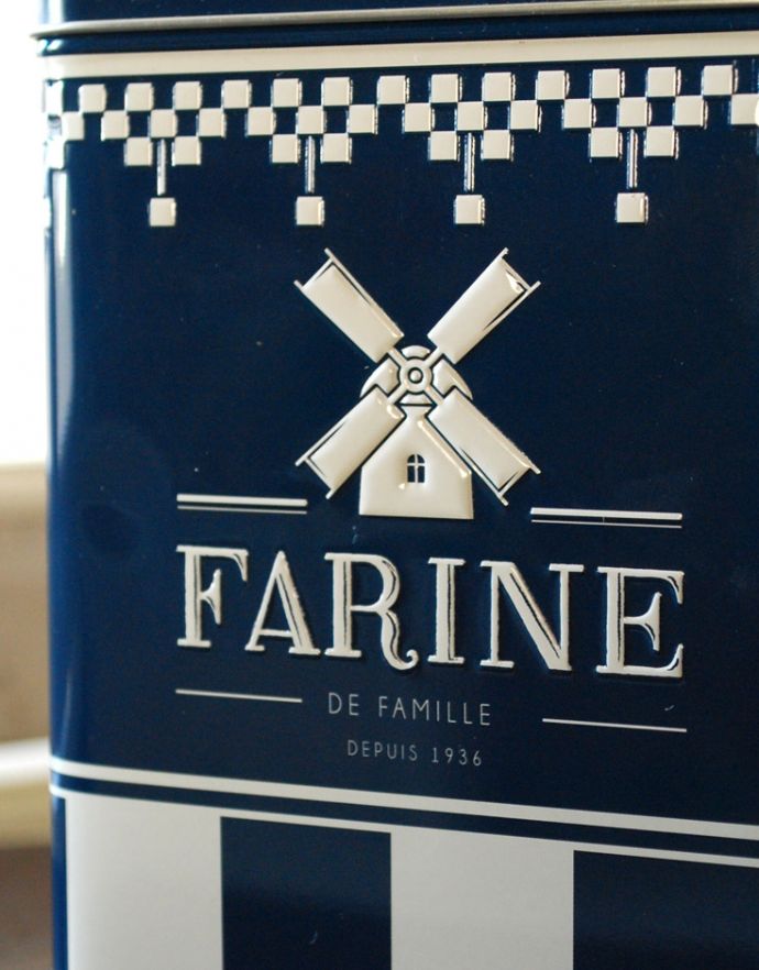 フランスから届いたおしゃれなティン缶、コントワール・ド・ファミーユのキャニスター４セット（BLUE）