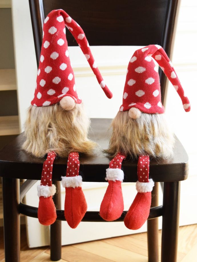 北欧のクリスマス雑貨、赤い帽子を被った妖精トムテの人形（ドットレッド・Mサイズ）(cm-246)｜インテリア雑貨