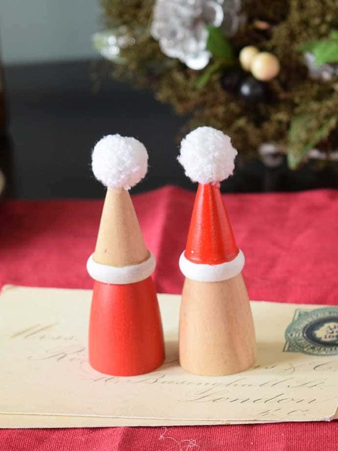 クリスマスのおしゃれな雑貨、木製サンタのオブジェセット(cm-258)｜インテリア雑貨