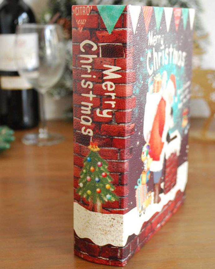 リビング雑貨　インテリア雑貨　ブックボックス（クリスマス・サンタさんとえんとつ）。クルッと回転。(cm-85)