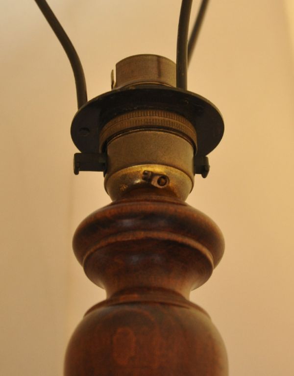 イギリスのアンティークスタンド照明、布シェードのフロアランプ(d