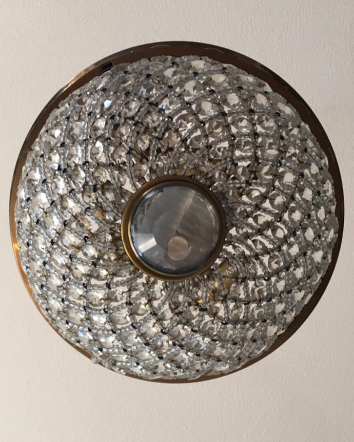 シャンデリア　照明・ライティング　真鍮×ガラスパーツ（３灯）アンティークプチシャンデリア（Ｅ17シャンデリア球付）　(h-342-z)