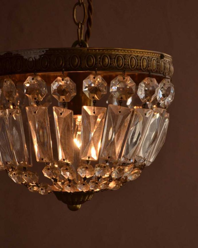 シャンデリア　照明・ライティング　フランスアンティークのプチシャンデリア(1灯)(E17シャンデリア球付)。。(h-720-z)