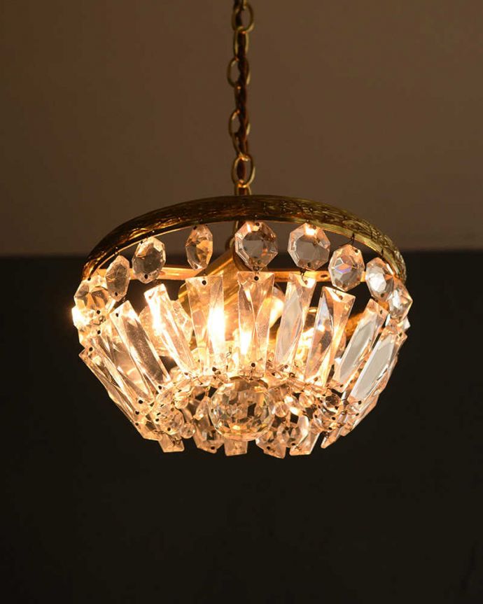 シャンデリア　照明・ライティング　フランスアンティークのプチシャンデリア(2灯)(E17丸球付) 。。(h-721-z)