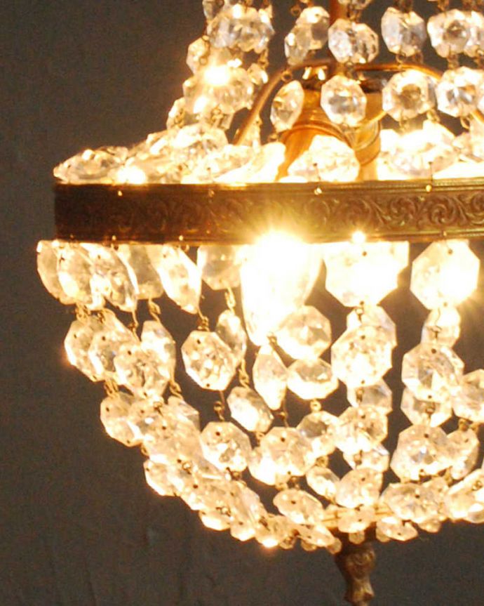 シャンデリア　照明・ライティング　フランスで見つけたアンティークのシャンデリア(2灯)(E17シャンデリア球付)。。(h-750-z)