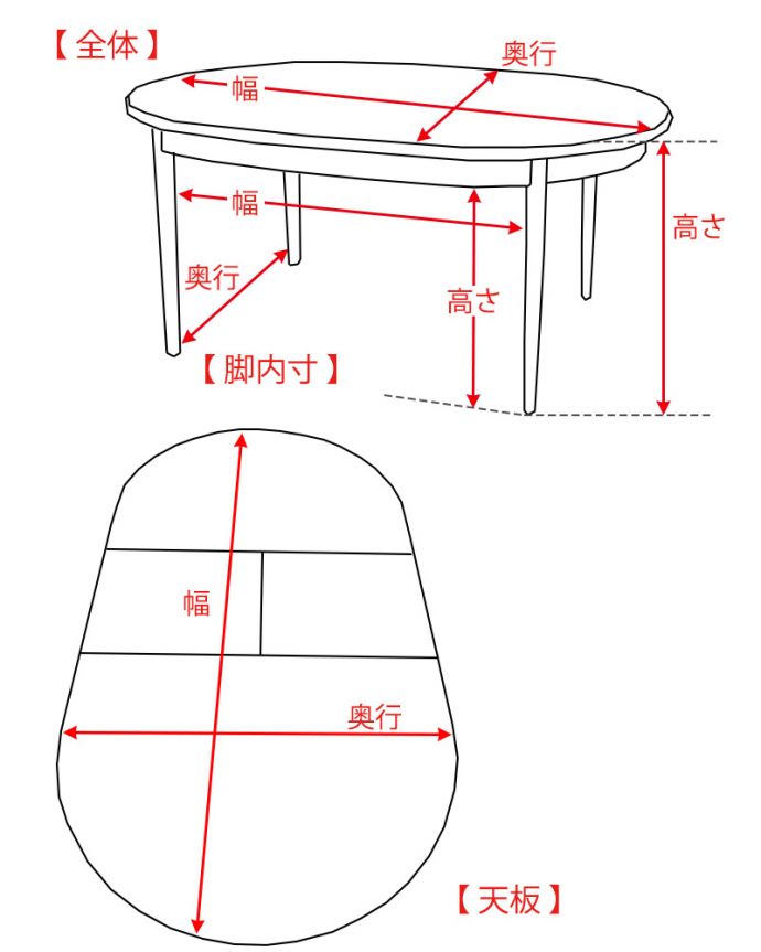 アンティークのテーブル　アンティーク家具　G-planダイニングテーブル　サイズ表(x-1370-f)