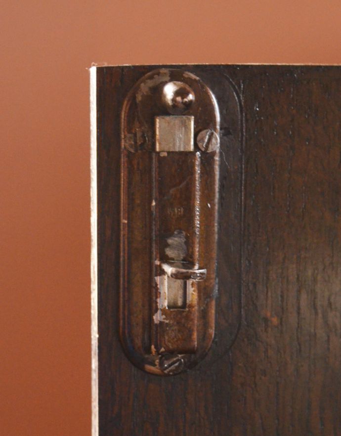 アンティークのキャビネット　アンティーク家具　お洒落のための英国のアンティーク家具、どこにでも置けるスモールローブ。扉を止めるストッパーが付いています。(j-1593-f)