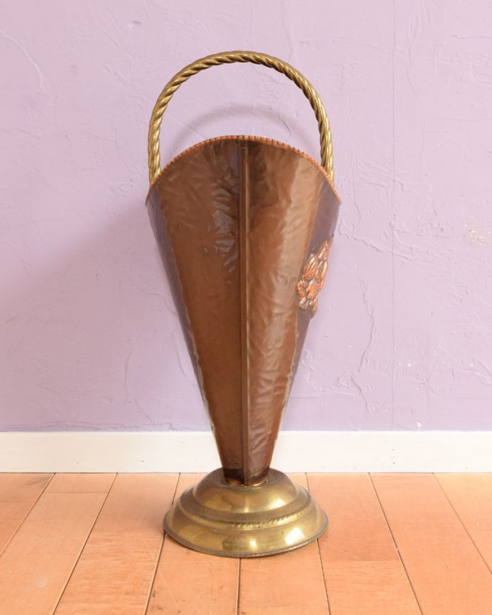 アンティークのコールバケツ、おしゃれな真鍮×銅製のコールバケツ（炭入れ）(j-194-z)｜アンティーク雑貨