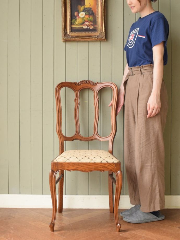 【送料0円】 フランスアンティーク猫脚サロンチェア/木製肘掛け椅子/刺繍(69-221-1) その他