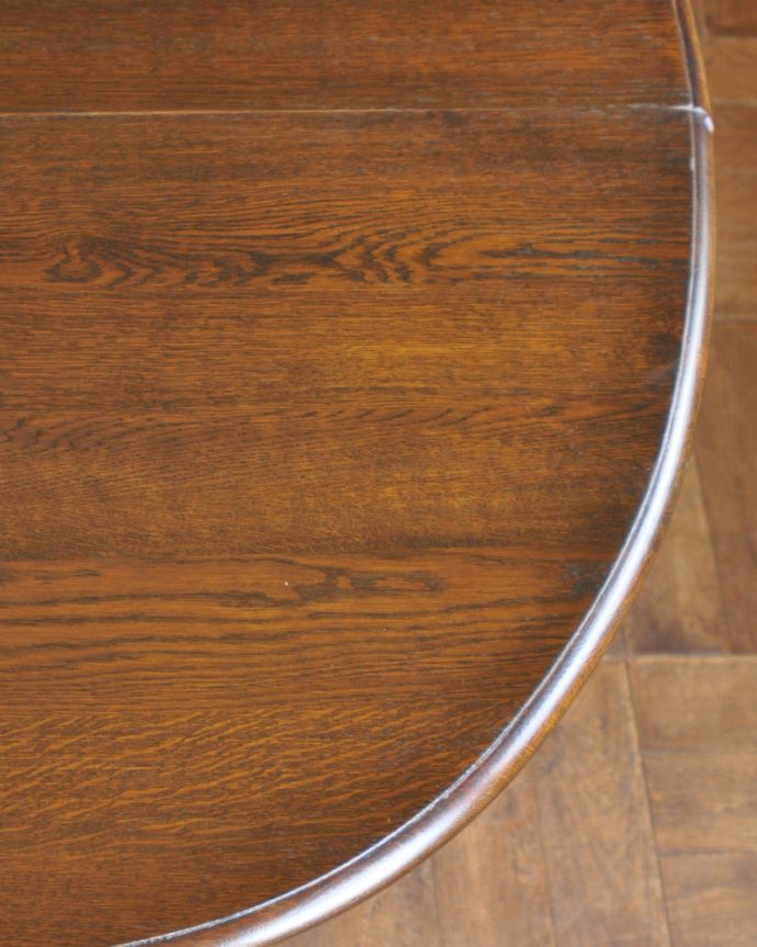 アンティークのテーブル　アンティーク家具　素敵なアンティーク家具、ボビンレッグが上品なゲートレッグテーブル（伸張式テーブル）。濃い茶色がかっこいいテーブル。(k-1391-f)