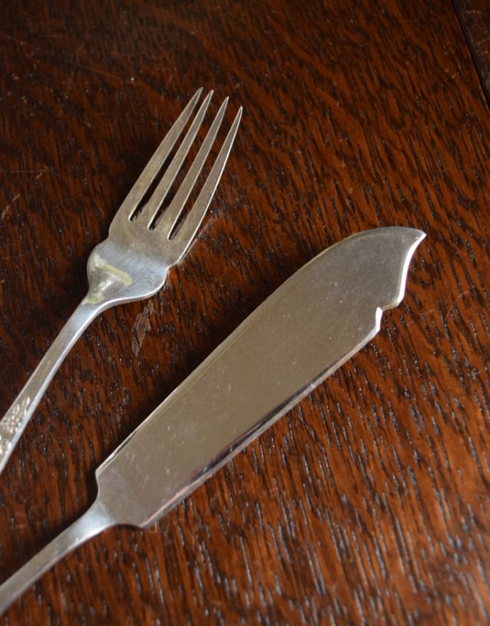 英国の銀食器、アンティークシルバーカトラリーのナイフ＆フォーク