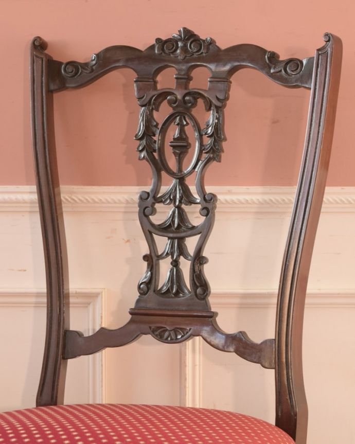 アンティークのサロンチェア、透かし彫りが美しい英国の椅子(k-1625-c 