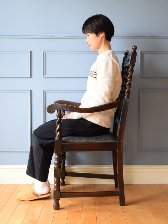 イギリス製　無垢材　アンティーク　ダイニングチェア　椅子　3️⃣椅子