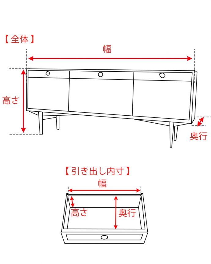 アンティークのキャビネット　アンティーク家具　Nathan（ネイサン）社のビンテージ家具、ブラックのラインがお洒落なサイドボード。【 全体 】幅142.5×奥行44×高さ84.5cm（脚の高さ32cm）【 引き出し内寸 】（ 左 ）幅72.5×奥行38×高さ8.5cm（ 右 ）幅(左17.5cm 右15cm)×奥行38×高さ8.5cm。(k-2342-f)