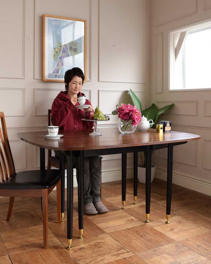 G-PLAN(Gプラン)　アンティーク家具　G-PLANトラー＆ブラックのゲートレッグテーブル、北欧スタイルのヴィンテージ家具。使い方に合わせて3通りで使えるアンティークの定番アンティーク家具の定番テーブルと言えばゲートレッグテーブル。(k-2688-f)