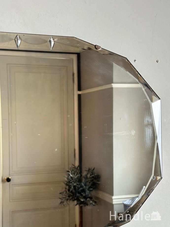 イギリスから届いたカッティングミラー、キラキラ輝く美しい壁掛け鏡(k 