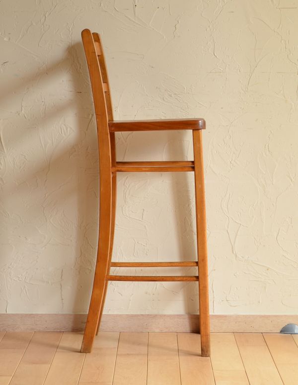 板座面　アンティーク チェア　英国のナチュラルな椅子、アンティークスツール。スッキリしていて圧迫感もなく、キレイなラインです。(k-911-c)