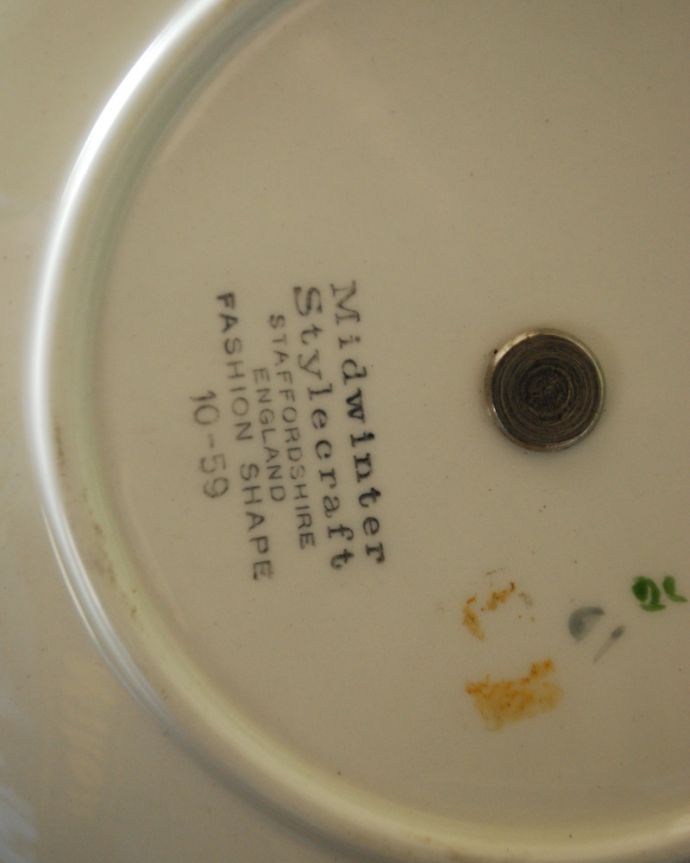アンティーク 陶磁器の雑貨　アンティーク雑貨　イギリス製アンティーク雑貨、ミッドウィンター社のアンブレラケーキスタンド（ローズ）。バックスタンプです。(m-1546-z)