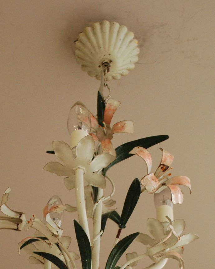 シャンデリア　照明・ライティング　お花のモチーフが可愛い、お部屋を華やかに照らすフラワーシャンデリア。。(m-2318-z)