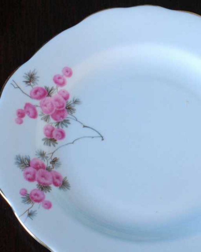 アンティーク 陶磁器の雑貨　アンティーク雑貨　可愛いお花が描かれたアンティークプレート（C.W.S. WINDSOR ） 。一番使いやすいサイズのパンプレート食事の時、パンを乗せるために使われるプレートは、一番使いやすく実用的な大きさ。(m-3623-z)