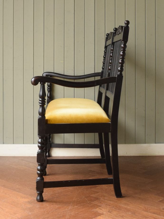 アンティークのおしゃれな椅子、オーク材の2人掛けベンチ（セティ）