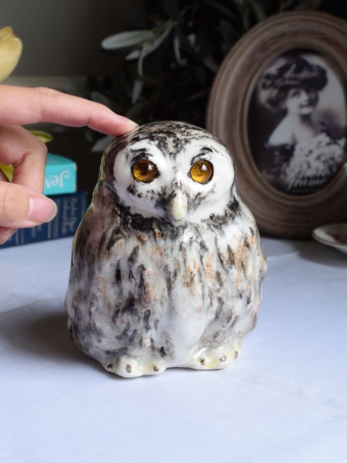 英国から届いた手作りのウィンスタンレイオウル、福が舞い込むフクロウの置物（WINSTANLEY OWL）