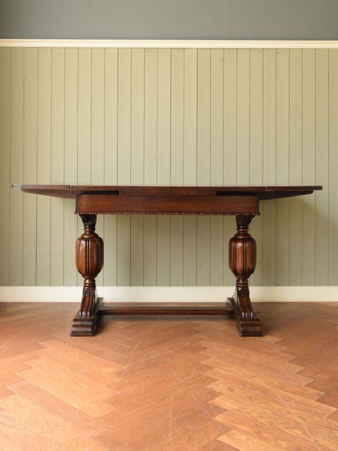 英国のアンティーク伸張式テーブル、オーク材のおしゃれなドローリーフ 