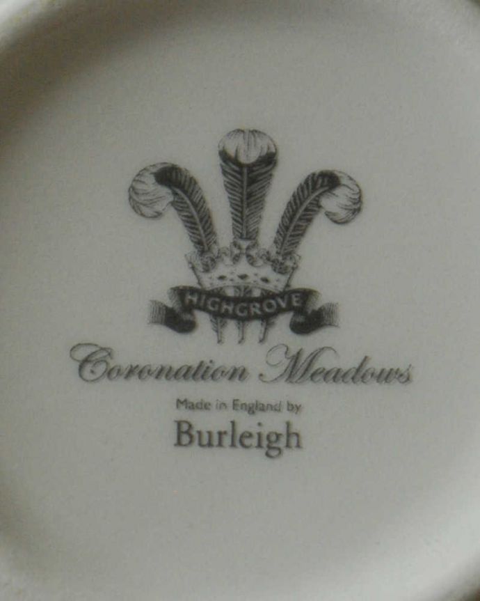 バーレイ食器　インテリア雑貨　英国輸入雑貨　バーレイ社のシュガーボウルＭ(ハイグローブ・コロネーションメドウ) 。ロゴがプリントされています。(n1-278)
