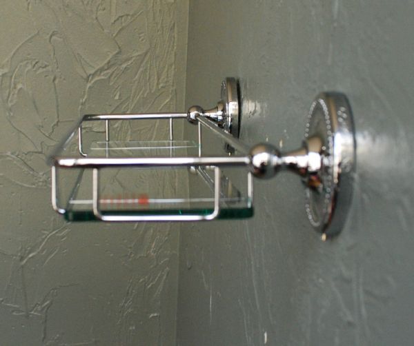 棚受け（シェルフ）　住宅用パーツ　真鍮×ガラスシェルフ（シルバー）。取り付けやすいコンパクトなサイズです。(n12-112)