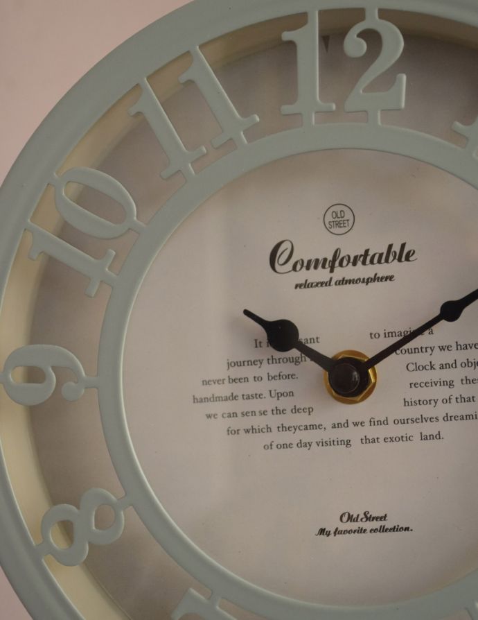 ミラー・時計　インテリア雑貨　壁掛け両面時計、クラシカルな雰囲気たっぷりのアンティーク風ウォールクロック （ライトブルー）(電池なし)。「オシャレな時計がなかなかなくて・・」と思っていた方にぜひ使って頂きたい時計です。(n12-205)