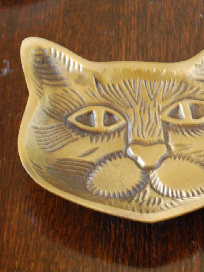 フランスヴィンテージ 真鍮 猫モチーフのトレー-