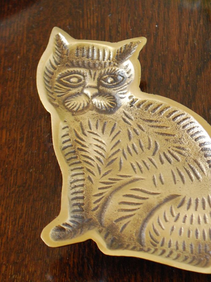 【レア】真鍮製猫のドアノッカー イギリスアンティーク キャットモチーフ ねこ