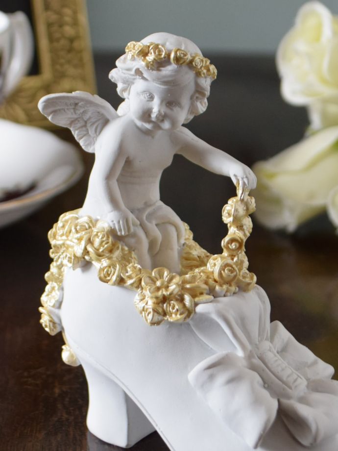アンティーク風の可愛いディスプレイ雑貨 天使の形のデコラティブなオブジェ 靴 N12 406 インテリア雑貨