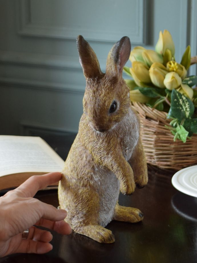 可愛いウサギのディスプレイ雑貨、野ウサギのオブジェ(n12-462