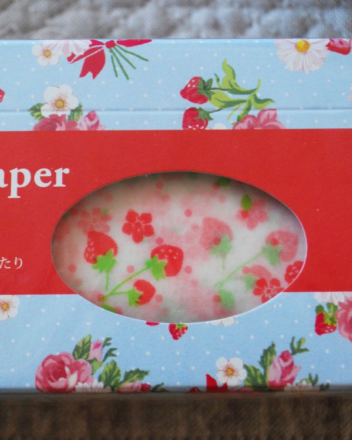 キッチン雑貨　インテリア雑貨　ワックスペーパーＡ。可愛いイチゴやお花模様です。(n18-228)