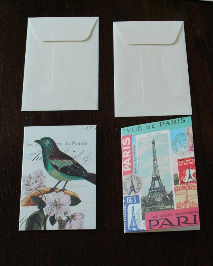 その他インテリア雑貨　インテリア雑貨　カバリーニ社の封筒付きメッセージカード（2セット）。封筒もセットです。(n18-312)
