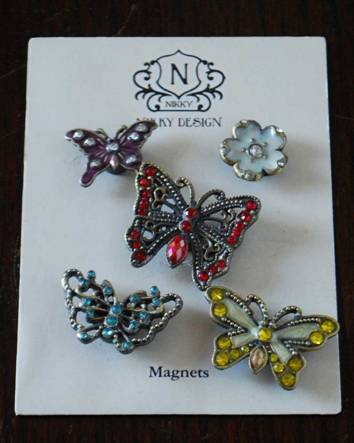 その他インテリア雑貨　インテリア雑貨　かわいい蝶のマグネット5個セット。５個セットでお届けします。(n18-390)