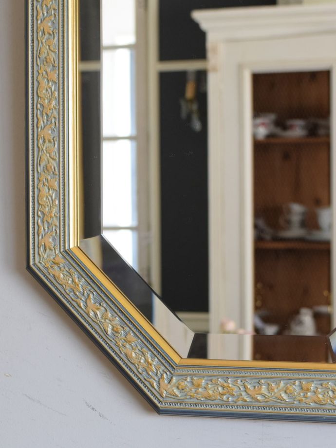 フランス アンティーク Octagon Wall Mirror ミラー 鏡管理番号232-25
