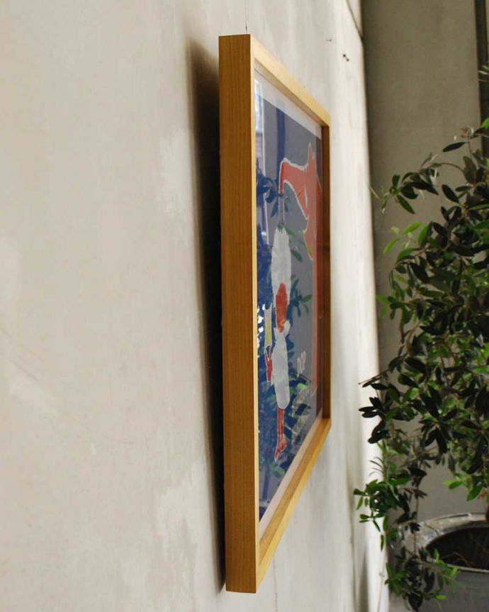 リビング雑貨　インテリア雑貨　フレンチアートフレーム　レイモン・サビニャック、ゾウと男の子がキュートなポスター（DOP）。気軽に壁に取り付けて見てください。(n7-103)